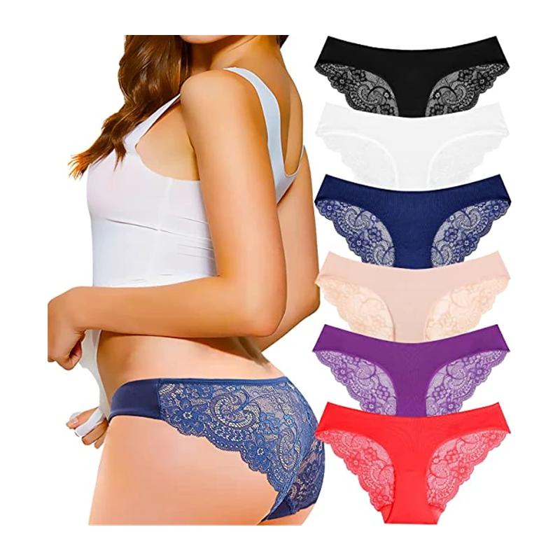 High Quality sexy lace cotton satin breathable Briefs mid Waist panties seamless Women Underwear Naked feeling women Briefs