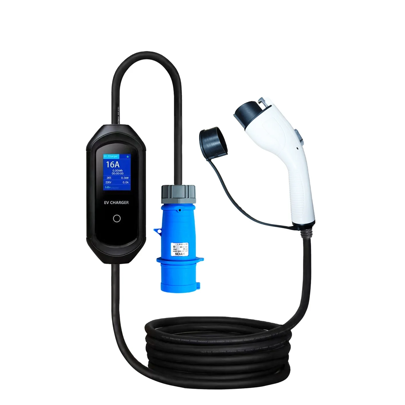 16A type 1 portable electric vehicle charger with 5 meters cable