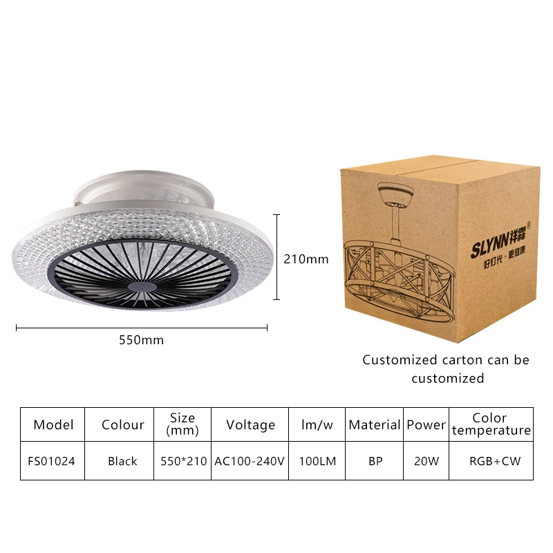 Ceiling Smart Home Lights Fan Dimmable 5 Wind Speeds Remote Control Base Enclosed RGB LED Ceiling Fan For Bedroom Kitchen