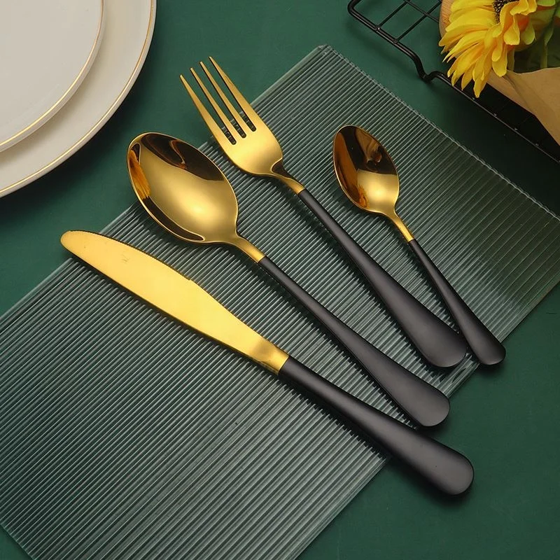 Hot Sale High quality Royal Luxury 1010 Flatware customization 24pcs 30pcs 36pcs gold stainless steel cutlery set