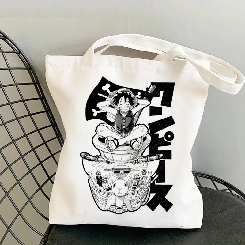 Customized Japanese Anime Figures Printing Canvas Bag Resueable Women Tote Bag Large Capacity Shopping Bag