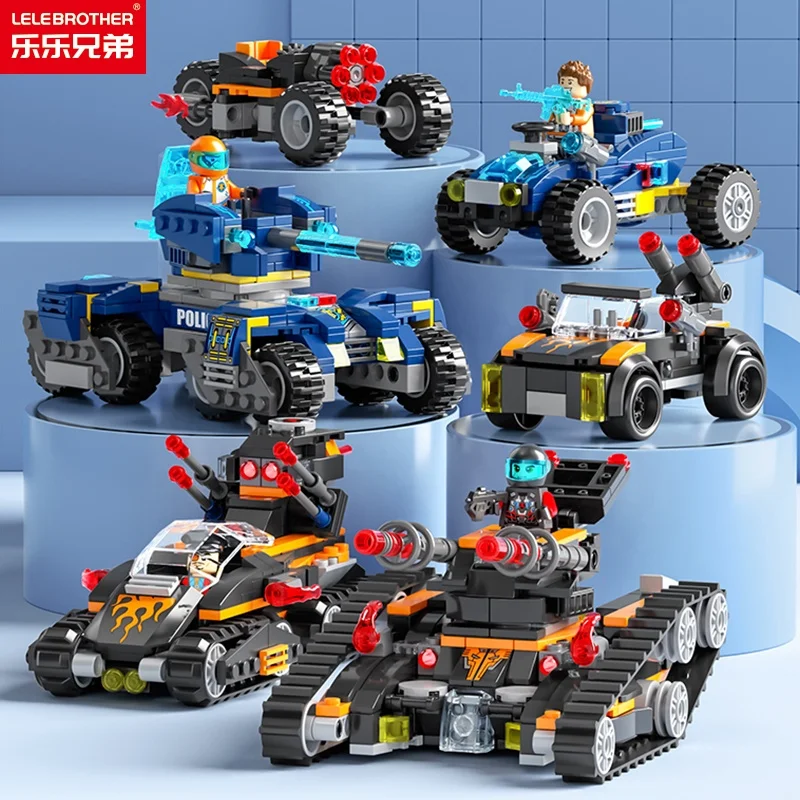 Lele Brother Star Tech Wars Building Blocks Police Car Transform Robot Construction Bricks Toy