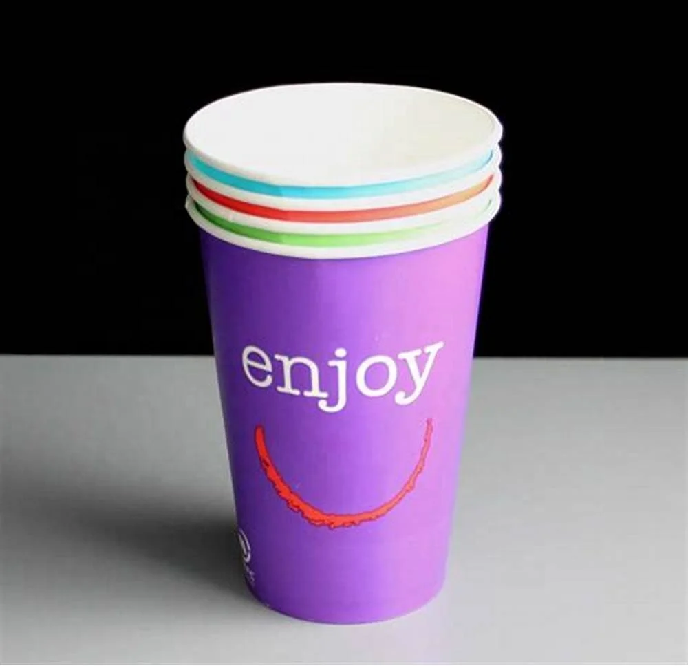 Eco-Friendly Bio Disposable Kraft Single Layer Beautiful Printing Paper Drinks Coffee Cups with Lids For Coffee Shop