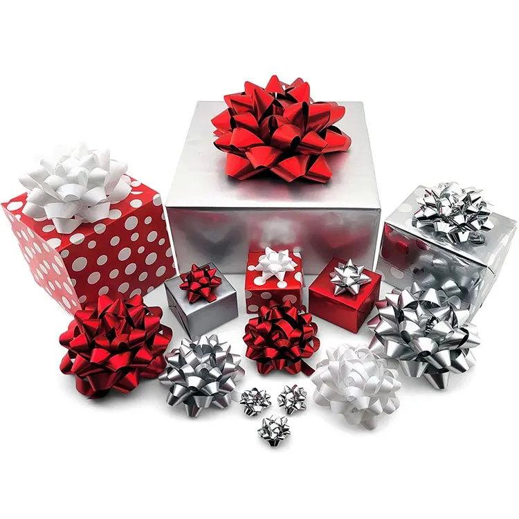 10 Colors 7cm Wholesale metallic custom color material mini big decoration Christmas star bow gift ribbon bow