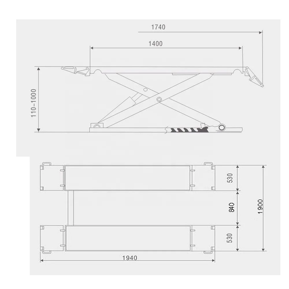 BLURESEA high quality scissor lift BLS-P30A automatic movable mid-rise scissor car lift with CE