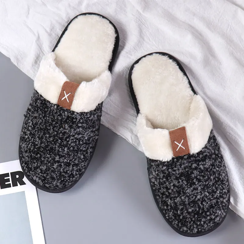 Hot Sale Soft Memory Foam Unisex Men Women Winter House Indoor Warm Fur Plush Slippers