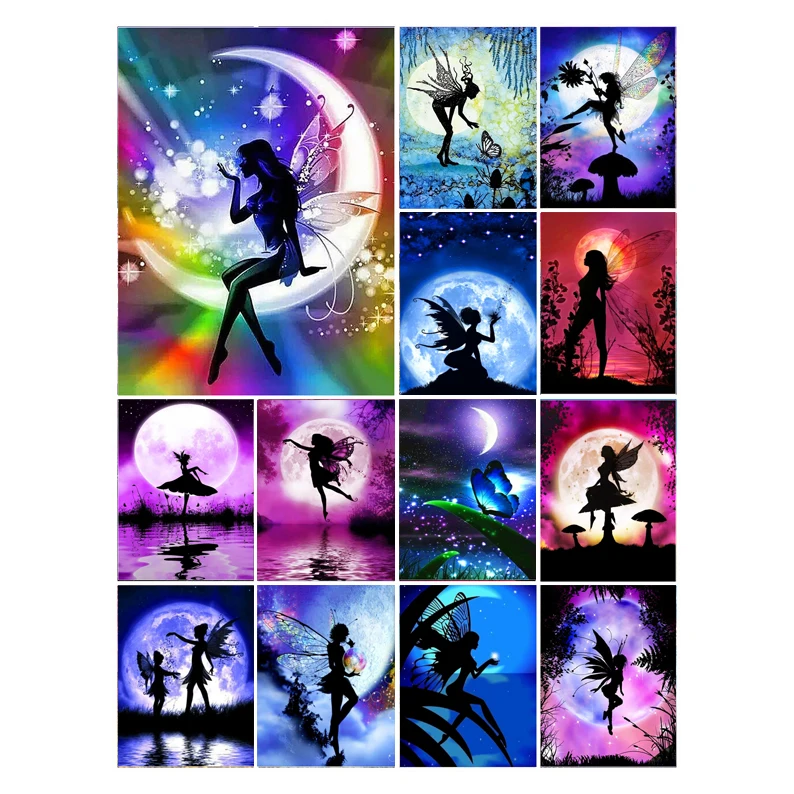 Diamond Painting Kits Full Square/Round 5D Diamond Painting Landscape painting  Home Decor GiftsFantasy Elf Moon