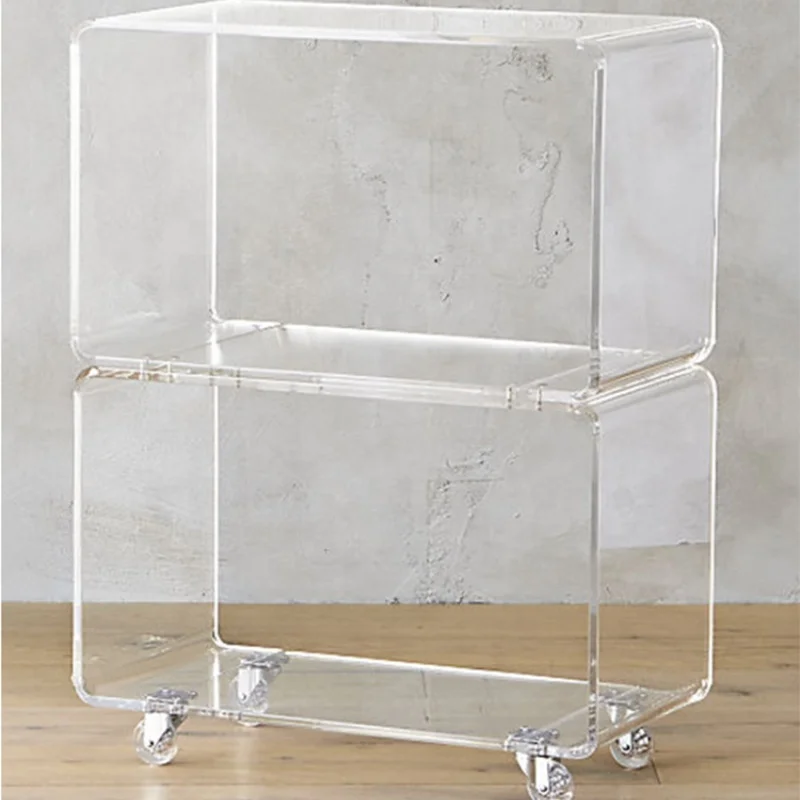 Высококачественная трехуровневая акриловая тележка lucite Современная прозрачная для бытовой тележки