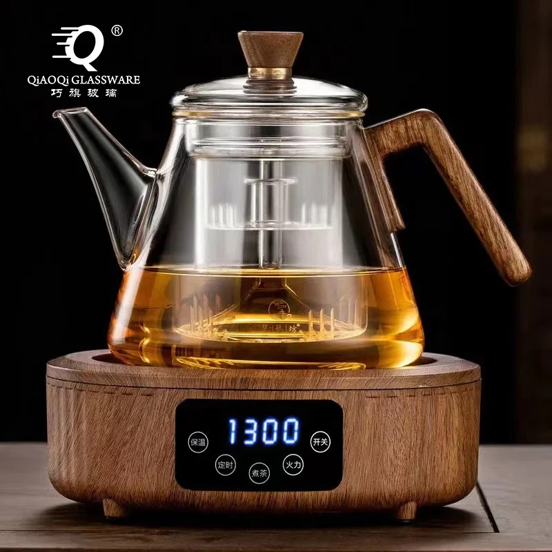 Wholesale thickened heat resistant glass teapot Transparent household flower teapot