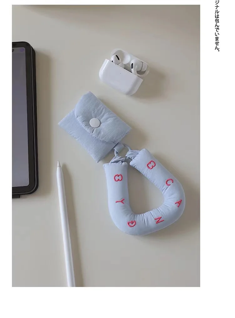 Модный цветной нейлоновый пухлый милый мини-чехол для Airpods портативный чехол переноски
