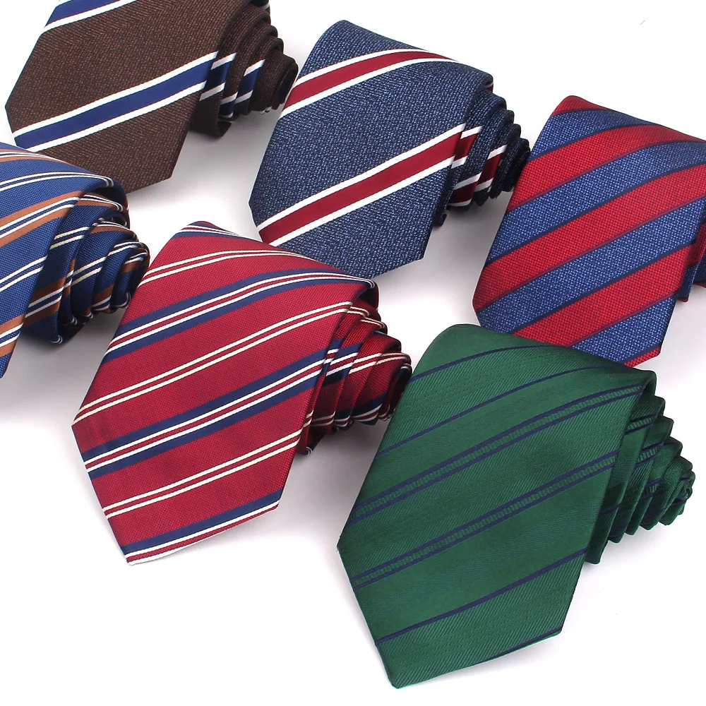 Mens Striped Tie 8cm Polyester Business Neckties Suits Accessories Casual Formal Daily Cravat For Man Lapel Neckwear Wedding Tie