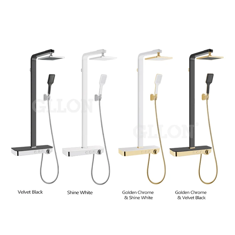 
High experience China manufacturer L shaped shower bathroom shower set column panel wall mount Spa Shower system 