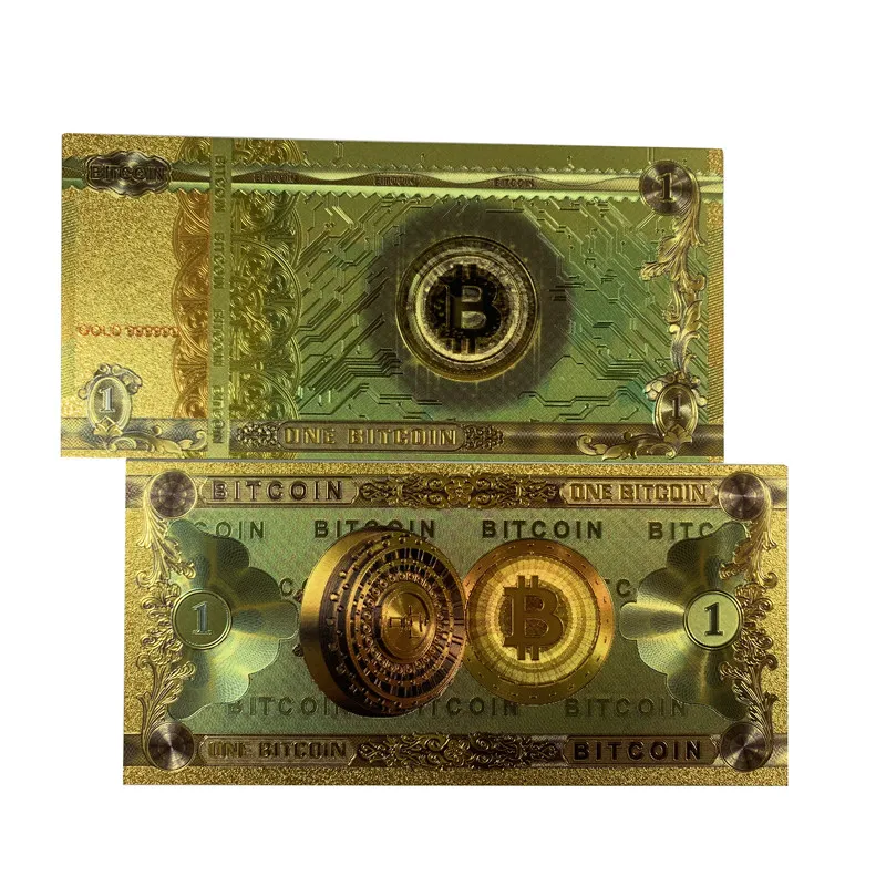 Водостойкая Золотая фольга для биткоина, банкнот, золотой дизайн 24K, банкноты для биткоина