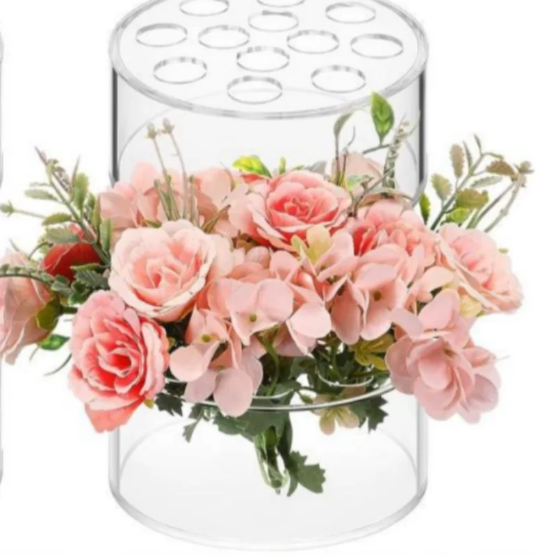 Acrylic Vase Plinths Display Stand Set Home Wedding Table 12 Holes Round Simple Acrylic Flower Box Through