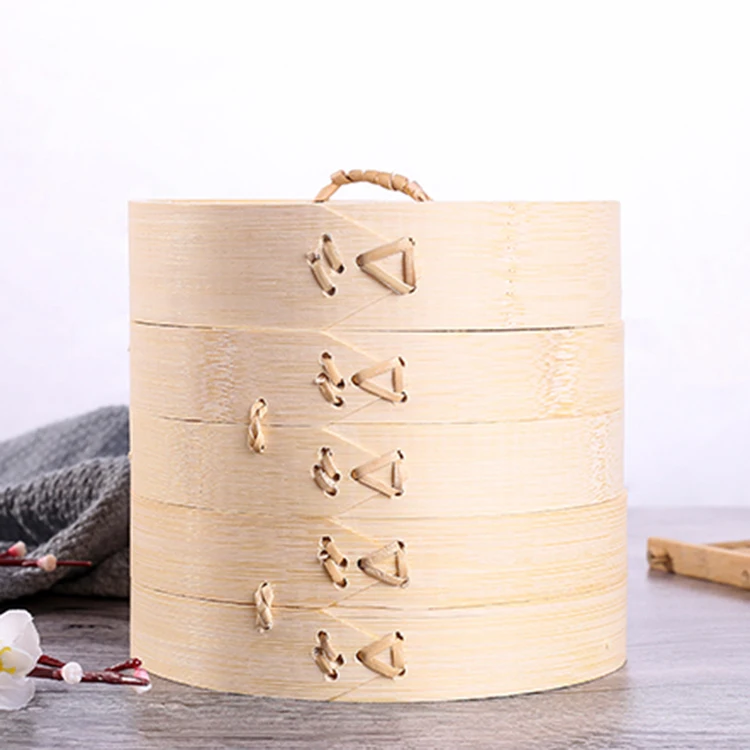 2021 Wholesale High Quality Round Natural Mini Bamboo Steamer Basket dimsum bamboo steamer basket Food Container Bamboo Steame
