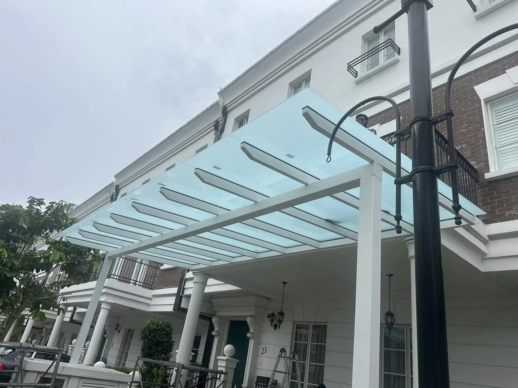 outdoor glass rain canopy Support door canopy awning glass awnings canopy glass with hardware