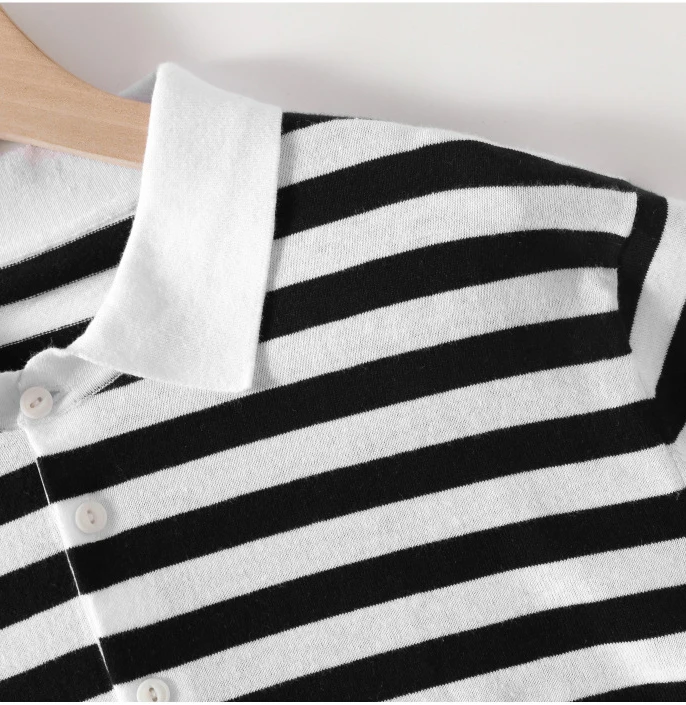 Summer Hot Selling cotton stripe jersey 250gsm Short Sleeve Polo T-shirt high quality Men Polo Shirt