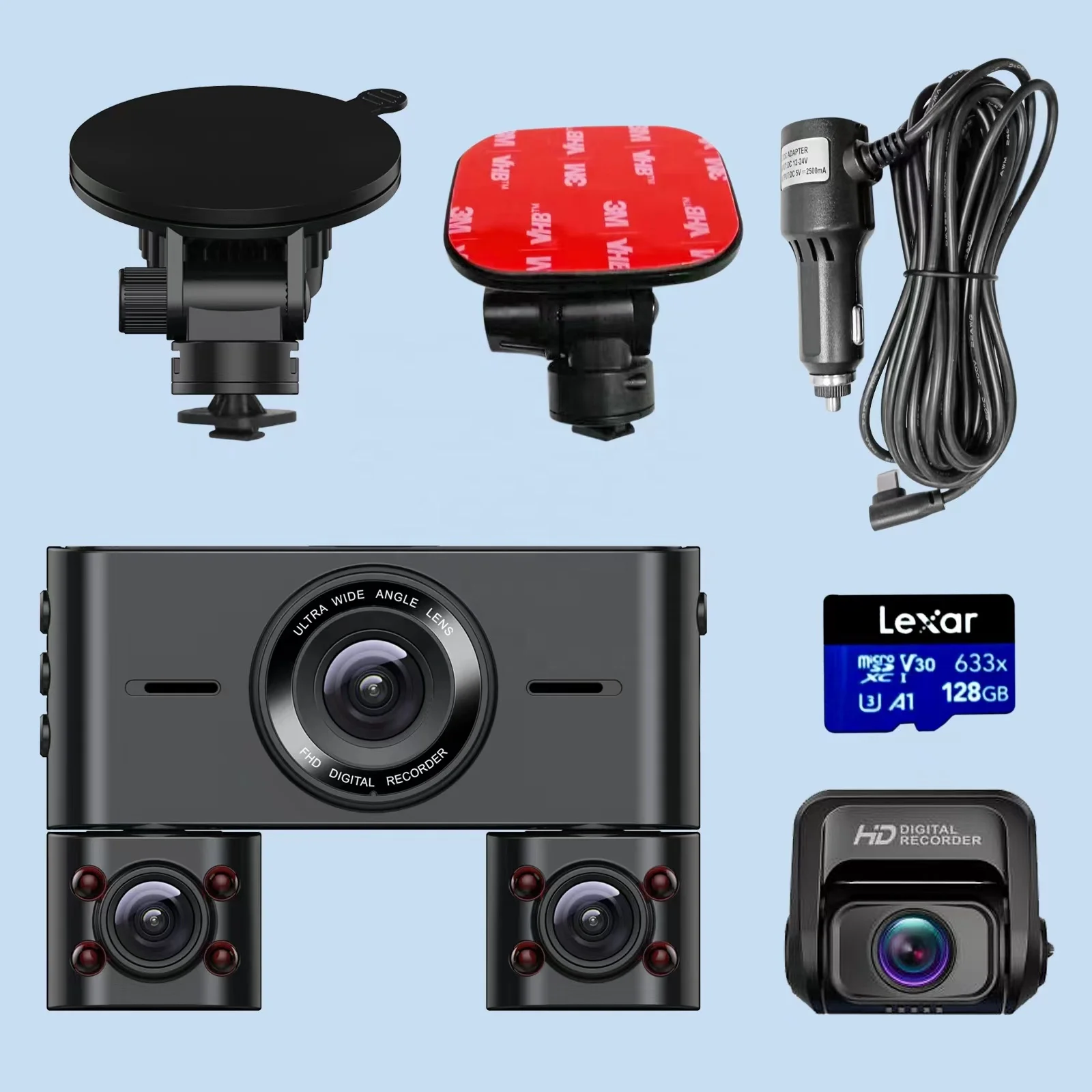 4 Channel 1080P inside Cabin Dash Camera 3.5inch IPS Dashboard Cam with 4 IR LEDs Video Recorder for Taxi Drivers Car Black Box