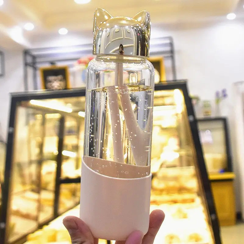 Feiyou can custom  the logo glass bottle female lovely creative trend portable harajuku water bottle male simple bottels