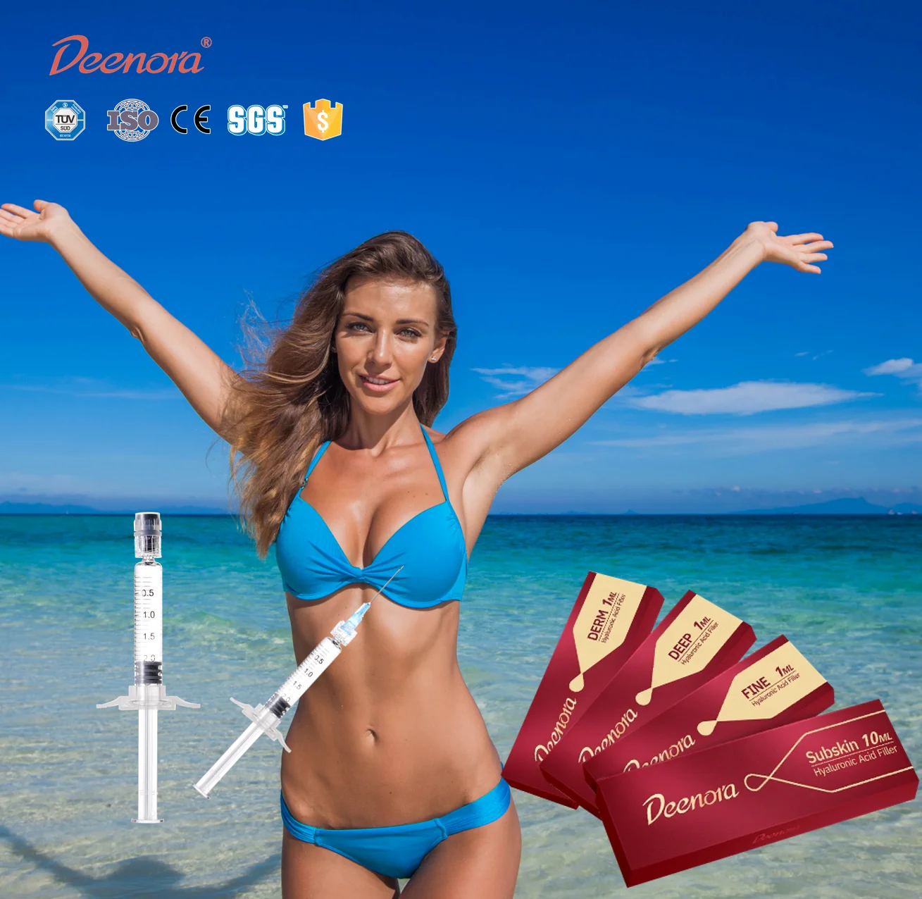 Deenora most popular 2ml injectable cross linked korea neuramis hyaluronic acid dermal fillers for face care penis enlarge