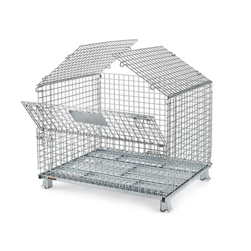 Heavy duty collapsible steel metal stackable wire mesh storage pallet cage
