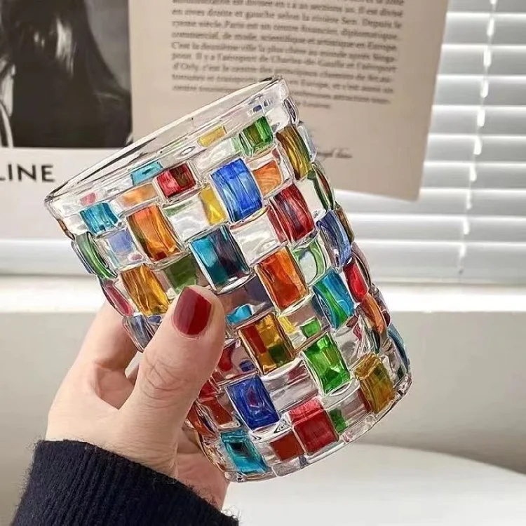 Italian designer same style painted line woven glass cup water Cup