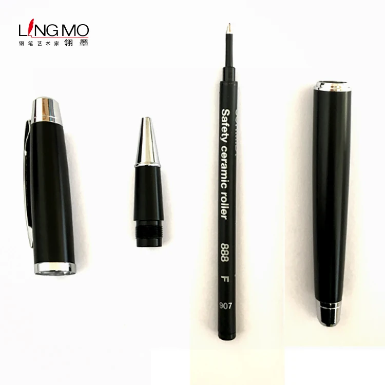 
Lingmo Matt Black Silver Color Luxury Metal Rollerball Pen with OEM Logo Roller Pen 