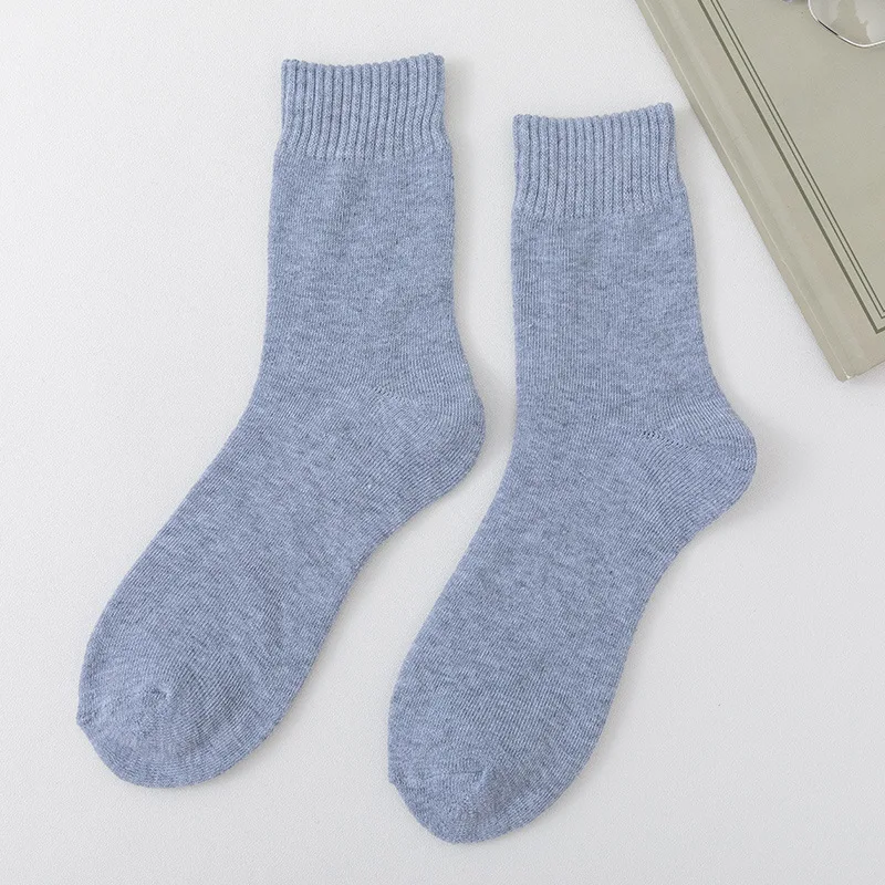 Winter thick cotton thermal fuzzy plain sock crew accept custom design logo on socks