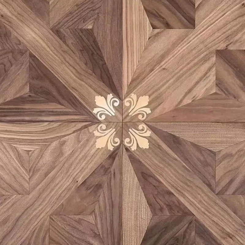 Wood Copper/Stainless Steel/Brass/Metal Inlay Parquet Parket Wood Floor