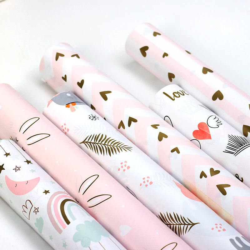 Newest design Ready to ship pink  gift Wrapping Paper 50 *70 Cm for girls
