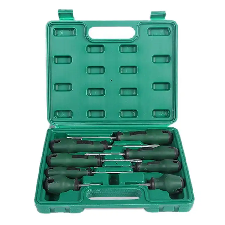 Wholesale 8 piece rubber plastic handle tool anti-skid manual screwdriver set