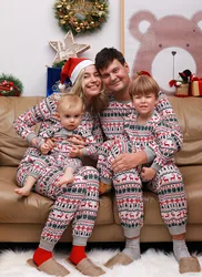 Популярные Модные рождественские пижамные комплекты семейный Пижамный комплект для взрослых унисекс детские пижамы по низкой