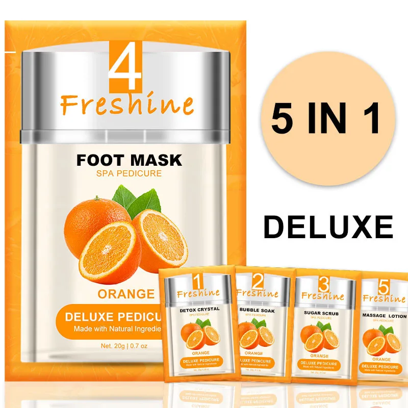 Foot Care Pedicure Spa Products Pedi In A Box 5 Step Detox Crystal Bubble Soak Sugar Scrub Foot Mask Collagen Massage Lotion Kit