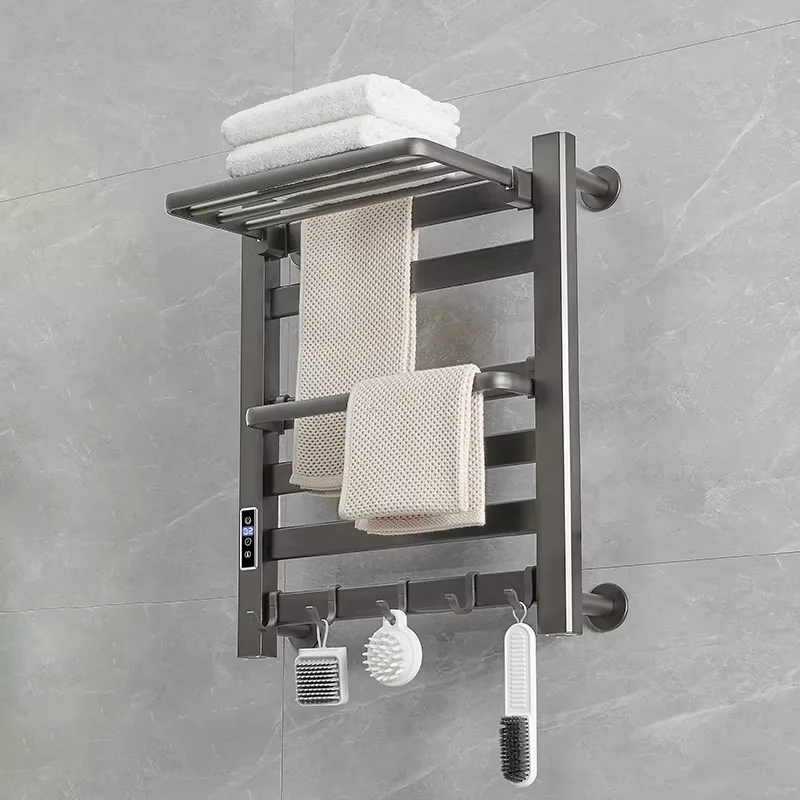 High Quality Aluminum Adjustable Temperature Non-Punch Wall Mounted Electric Heated Towel Dryer Electric Towel Rack