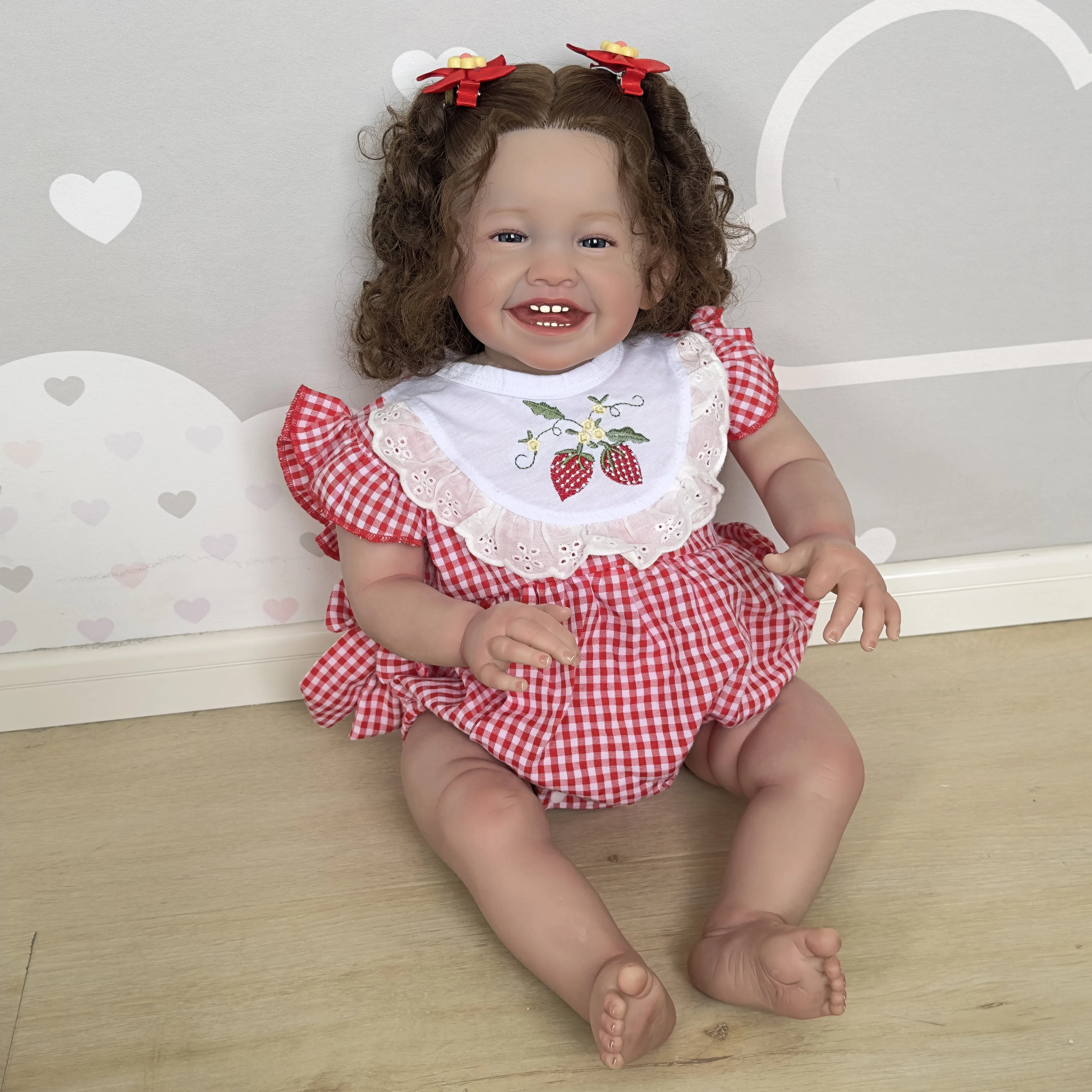 24inch Real Bebe Full Reborn Baby reborn silicone vinyl kids Doll  Awake Baby Already Painted finished Doll for girls Gift