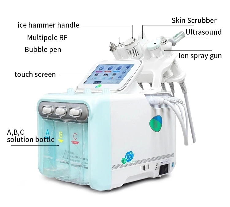 2022 hot sell  Hydro Facials  High Power 6 In 1 H2O2 Hydra Aqua Peel Small Bubble Facial Machine