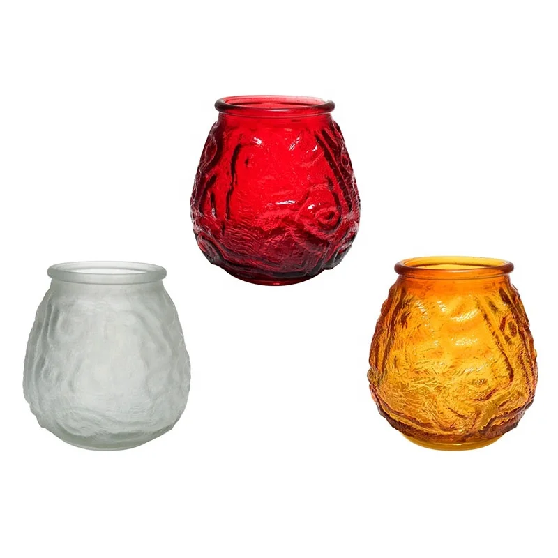 Customized Embossing Bell Shaped Red Victorian 10OZ Glass Candle Holder