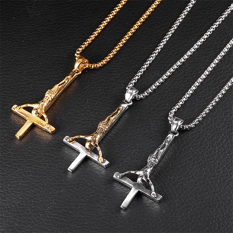 More than 500designs cross pendant necklace, 316L stainless steel mens inverted cross crucifix pendant necklace for men