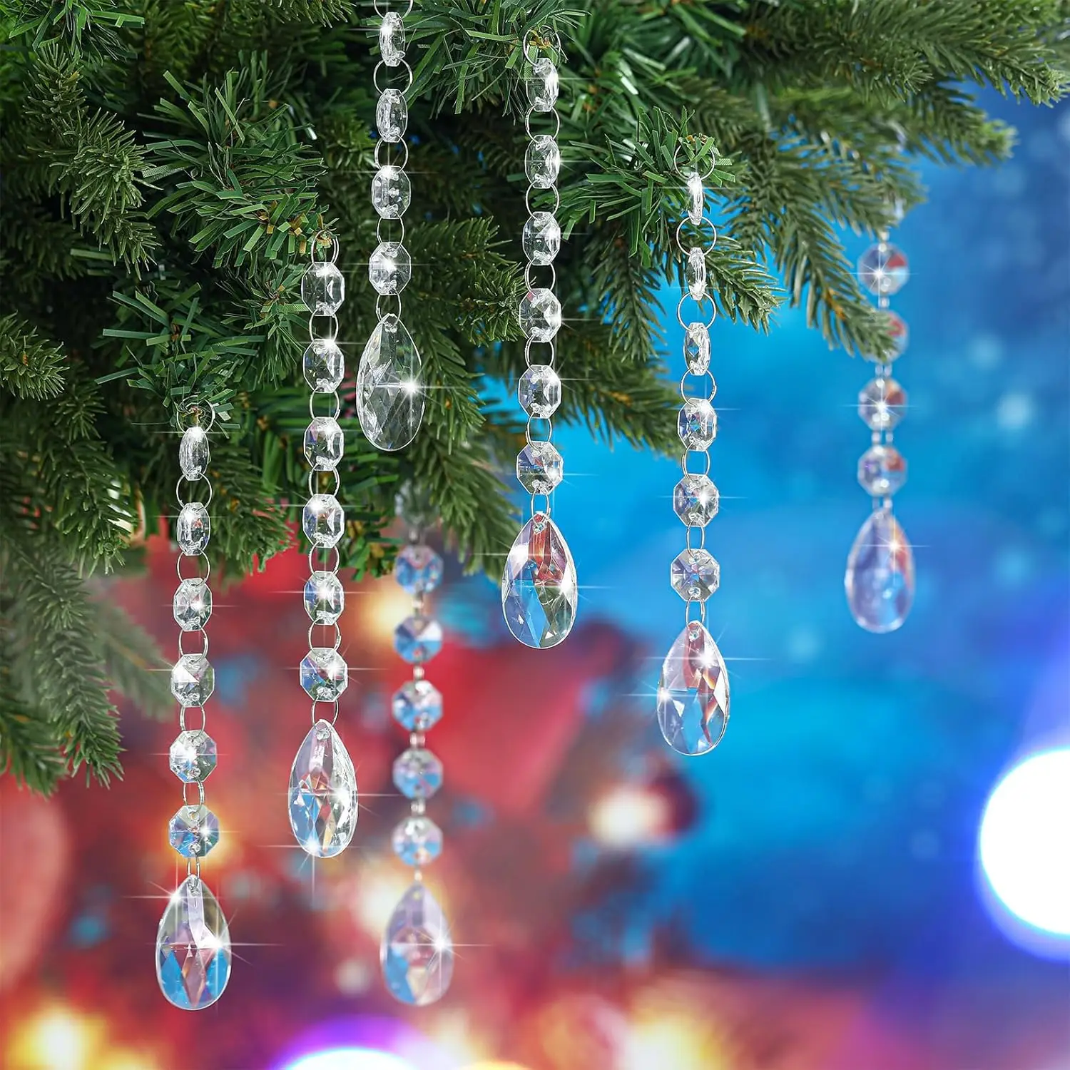 Crystal Pendant Acrylic Transparent Ice Water Drops Crystal Shape Hanging For Xmas Tree Decoration