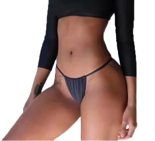 Bikini Hot Selling Custom Women Swimwear Solid Color Fashionable Sexy Girl Micro Cheap Bikini black thongs high rise thong