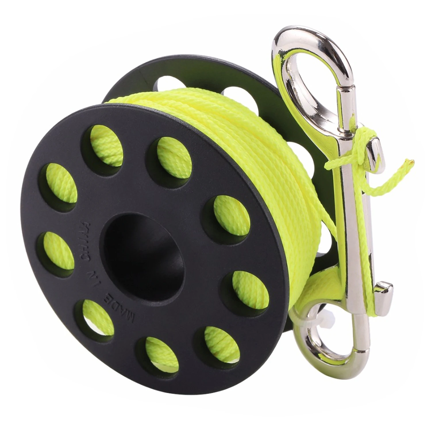 30M Scuba Diving Spool Finger Reel with Stainless Steel Double Ended Hook SMB Tech Snorkeling Equipment Cave Wreck Guide Line