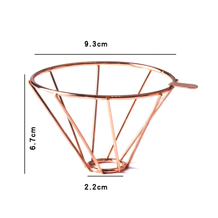 CAFEMASY  Coffee Accessories Cone Coffee Filter Rose Gold Metal Wire Mesh Coffee Dripper
