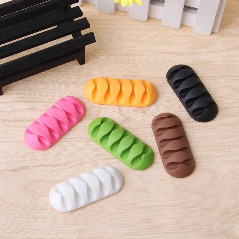 USB Cable Organizer Wire Winder Silicone Tie Fixer Wire Management organizador Cord Clip Office Desktop Phone Cables holder