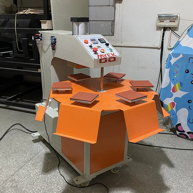rotary six worktable pneumatic heat press machine