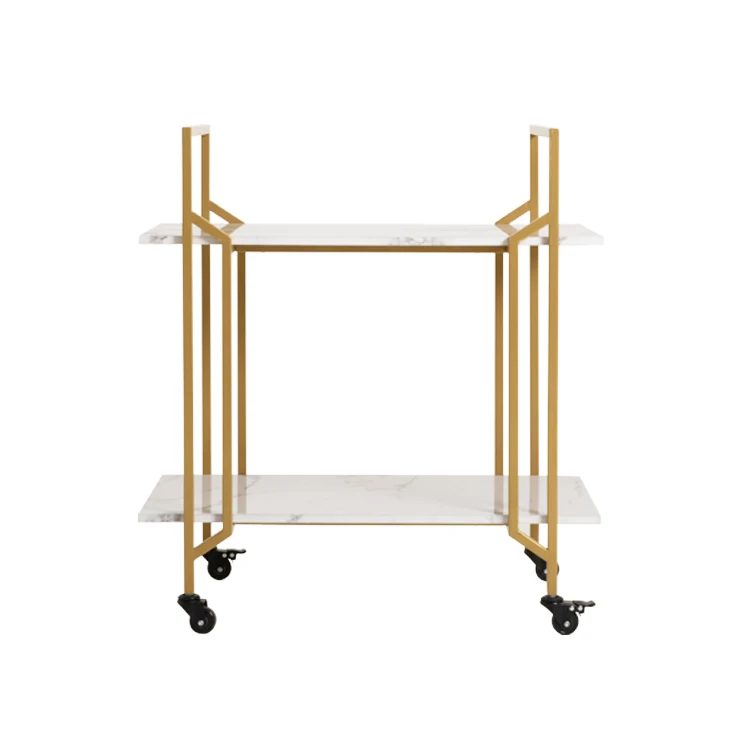 Высокое качество, золотая металлическая рамка, мобильный мраморный Роскошный домашний барный тележка