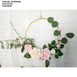 Свадебное украшение на День святого Валентина, металлический обруч, венок, искусственный цветок из пенопласта 48 см для украшения стен, свадебный фон