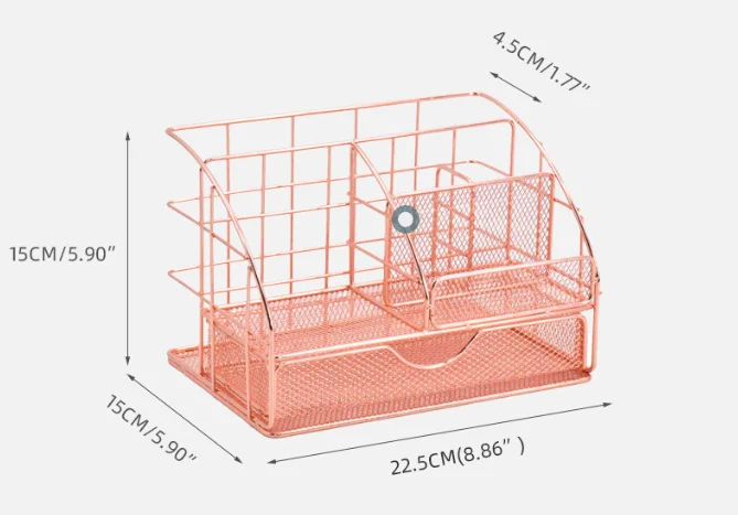 Mesh 3-Tier Letter Tray Desk Organizer with 5 Vertical File Holders Paper Desktop File Folder Stationery Organizer for Storage