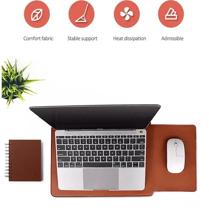 America PU Leather Laptop Sleeve Protective Holder Laptop Case with Stand and Mouse Charge Cable Bag