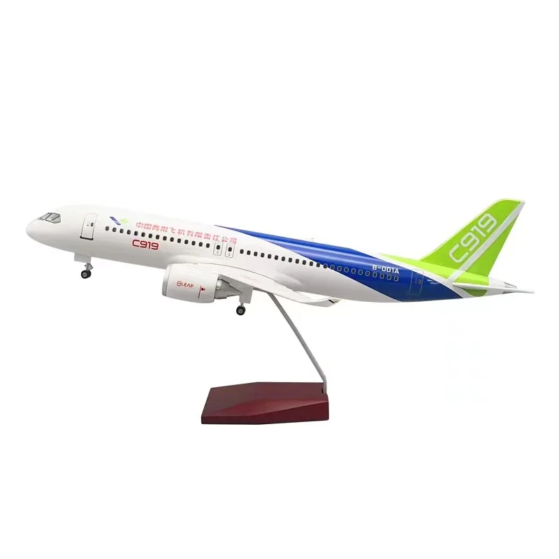 C919 COMAC 1:82 Civil Aviation Aircraft Model Passenger Simulation 47cm Sound Control