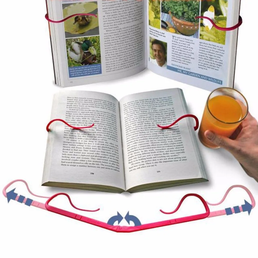 Books Stand Portable Hands Free Book Holder Folding Stand Holds Pages Open Clip Fixed Clamp